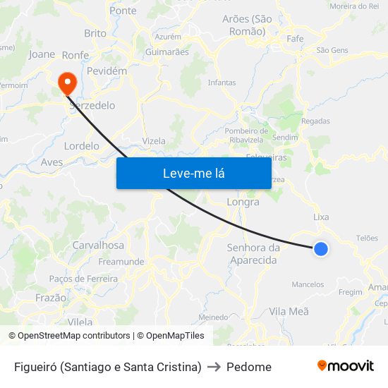 Figueiró (Santiago e Santa Cristina) to Pedome map