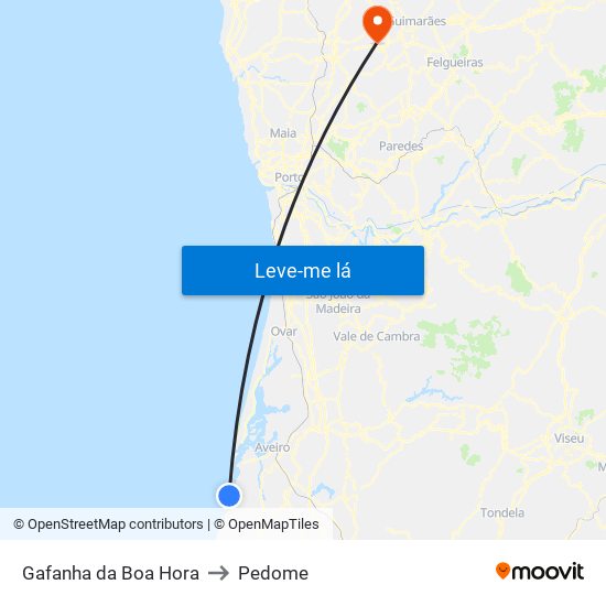 Gafanha da Boa Hora to Pedome map