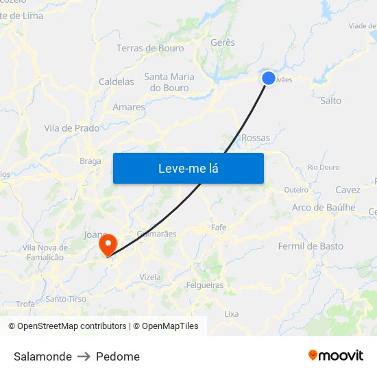 Salamonde to Pedome map