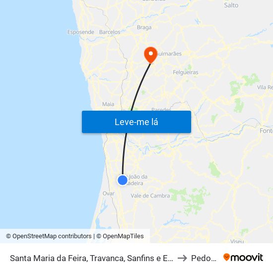 Santa Maria da Feira, Travanca, Sanfins e Espargo to Pedome map