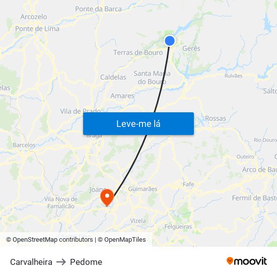 Carvalheira to Pedome map