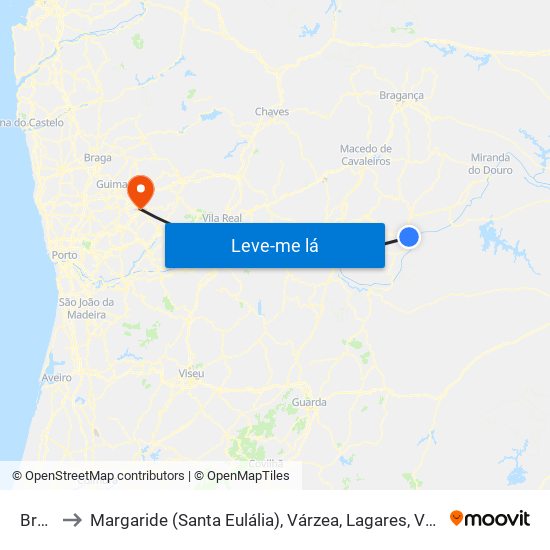 Bruçó to Margaride (Santa Eulália), Várzea, Lagares, Varziela e Moure map