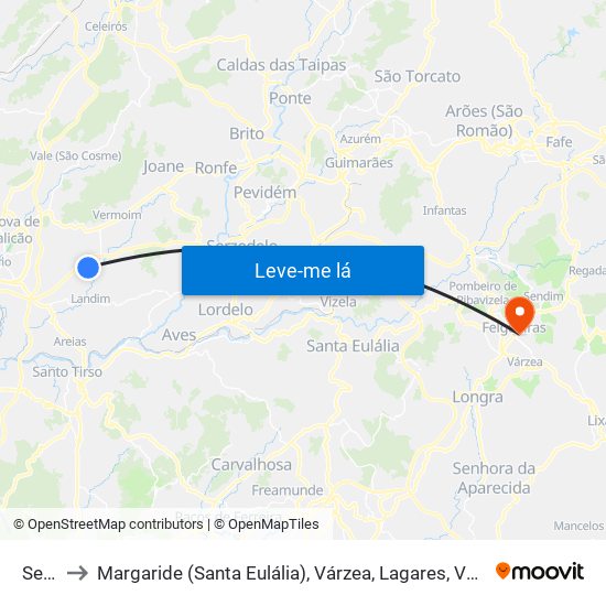 Seide to Margaride (Santa Eulália), Várzea, Lagares, Varziela e Moure map