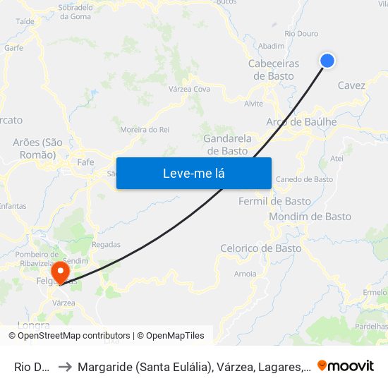 Rio Douro to Margaride (Santa Eulália), Várzea, Lagares, Varziela e Moure map