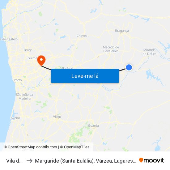 Vila de Ala to Margaride (Santa Eulália), Várzea, Lagares, Varziela e Moure map