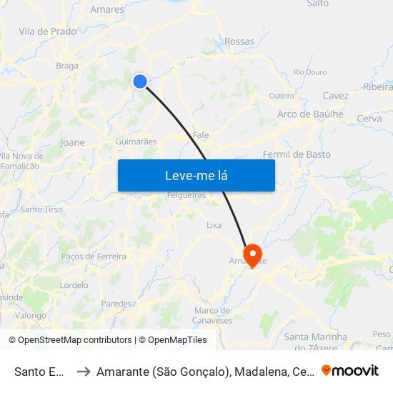 Santo Emilião to Amarante (São Gonçalo), Madalena, Cepelos e Gatão map