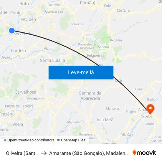 Oliveira (Santa Maria) to Amarante (São Gonçalo), Madalena, Cepelos e Gatão map