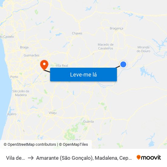 Vila de Ala to Amarante (São Gonçalo), Madalena, Cepelos e Gatão map