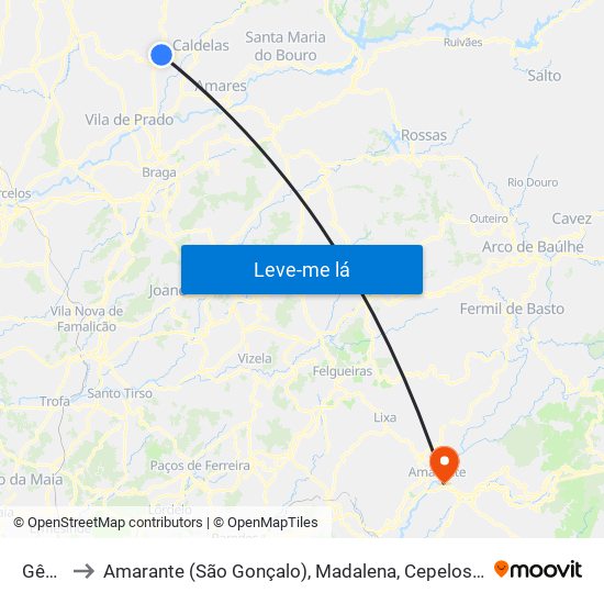 Gême to Amarante (São Gonçalo), Madalena, Cepelos e Gatão map