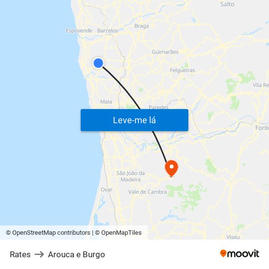 Rates to Arouca e Burgo map