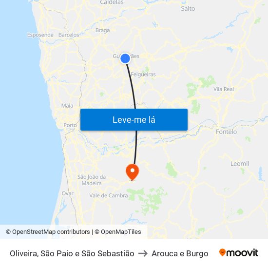 Oliveira, São Paio e São Sebastião to Arouca e Burgo map