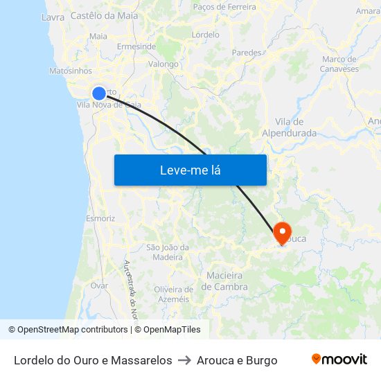 Lordelo do Ouro e Massarelos to Arouca e Burgo map