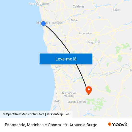 Esposende, Marinhas e Gandra to Arouca e Burgo map