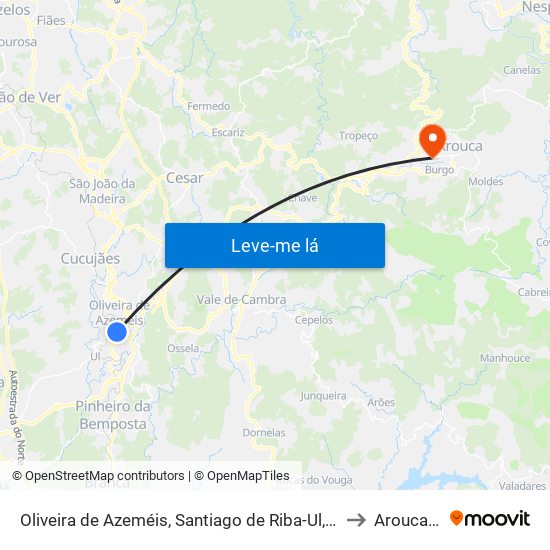 Oliveira de Azeméis, Santiago de Riba-Ul, Ul, Macinhata da Seixa e Madail to Arouca e Burgo map