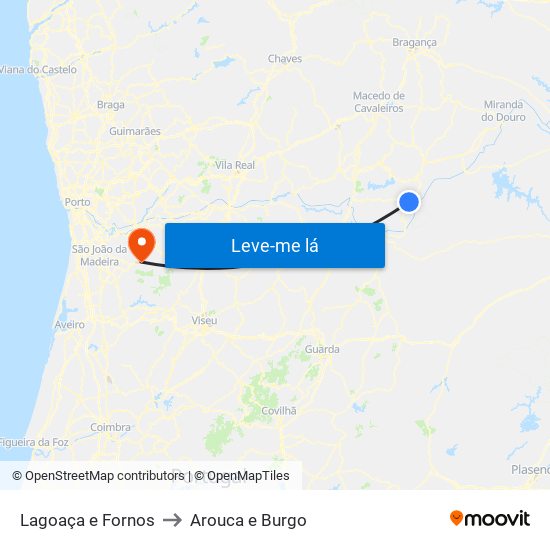 Lagoaça e Fornos to Arouca e Burgo map