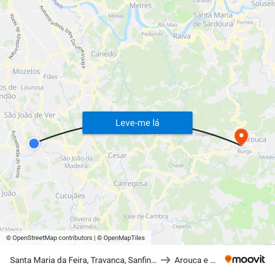 Santa Maria da Feira, Travanca, Sanfins e Espargo to Arouca e Burgo map