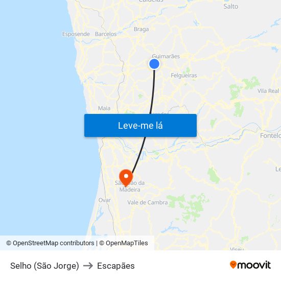 Selho (São Jorge) to Escapães map