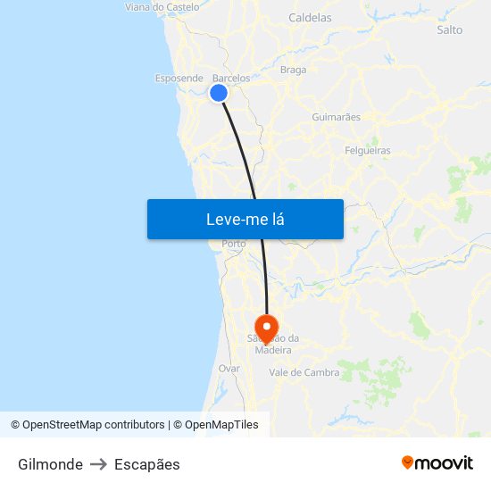 Gilmonde to Escapães map