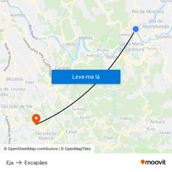 Eja to Escapães map