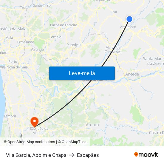 Vila Garcia, Aboim e Chapa to Escapães map
