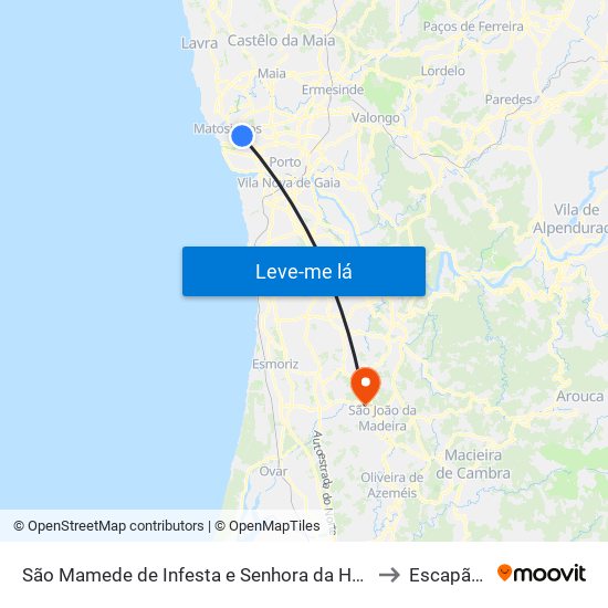 São Mamede de Infesta e Senhora da Hora to Escapães map