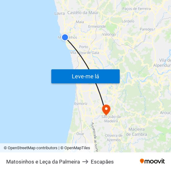 Matosinhos e Leça da Palmeira to Escapães map