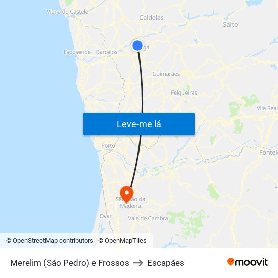 Merelim (São Pedro) e Frossos to Escapães map