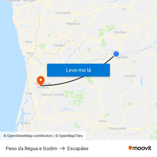 Peso da Régua e Godim to Escapães map