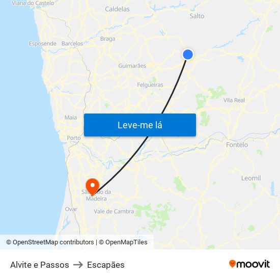 Alvite e Passos to Escapães map