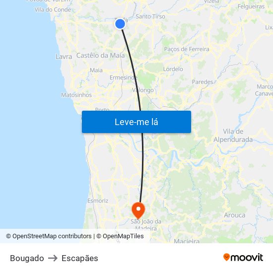 Bougado to Escapães map