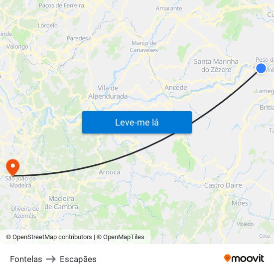 Fontelas to Escapães map