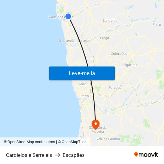 Cardielos e Serreleis to Escapães map