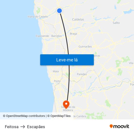 Feitosa to Escapães map