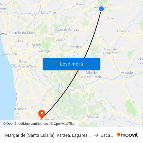 Margaride (Santa Eulália), Várzea, Lagares, Varziela e Moure to Escapães map