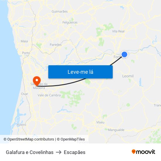 Galafura e Covelinhas to Escapães map