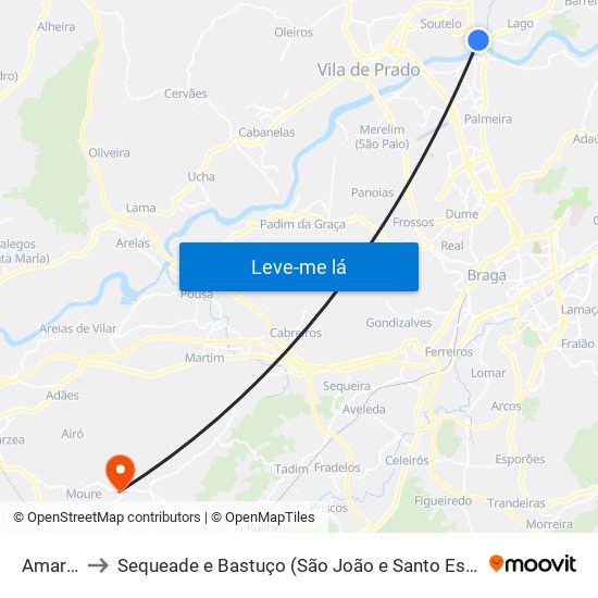 Amares to Sequeade e Bastuço (São João e Santo Estêvão) map