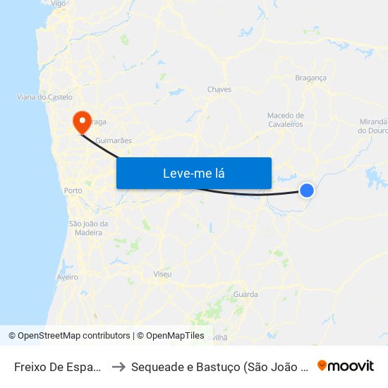 Freixo De Espada À Cinta to Sequeade e Bastuço (São João e Santo Estêvão) map