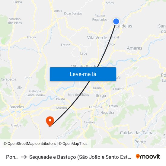 Ponte to Sequeade e Bastuço (São João e Santo Estêvão) map