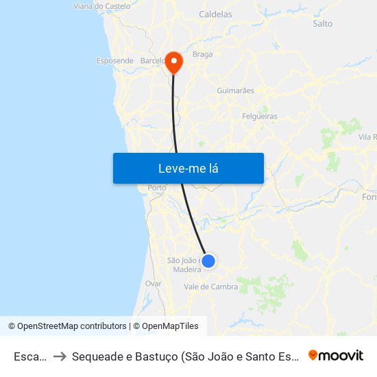 Escariz to Sequeade e Bastuço (São João e Santo Estêvão) map