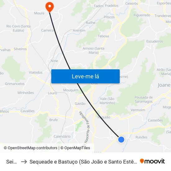 Seide to Sequeade e Bastuço (São João e Santo Estêvão) map