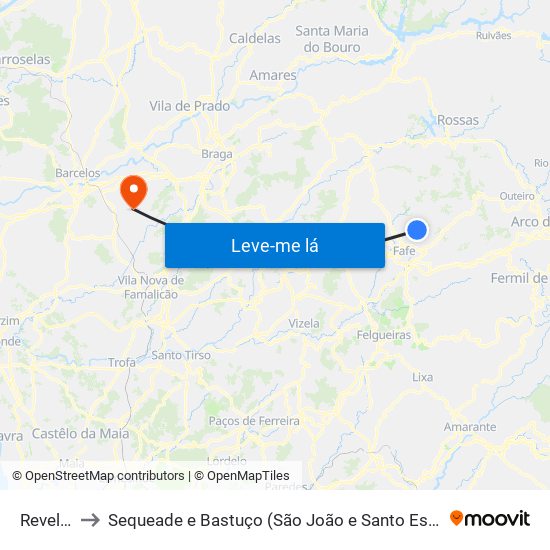 Revelhe to Sequeade e Bastuço (São João e Santo Estêvão) map