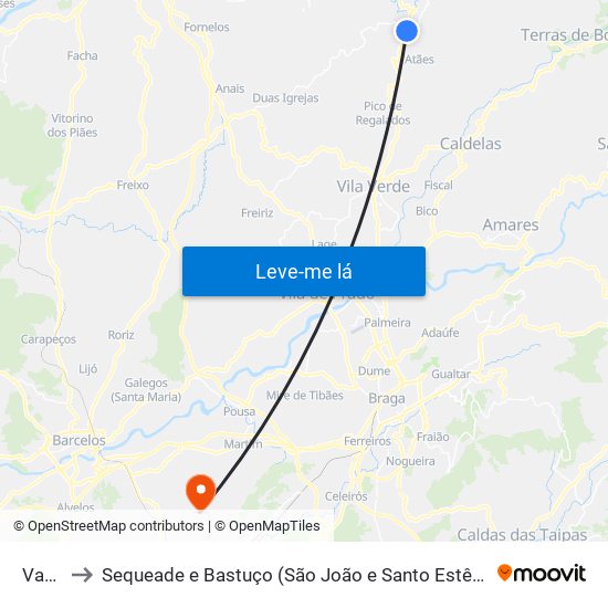 Vade to Sequeade e Bastuço (São João e Santo Estêvão) map