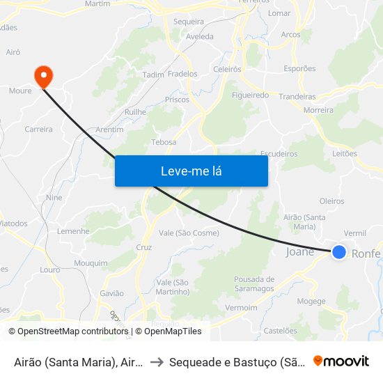 Airão (Santa Maria), Airão (São João) e Vermil to Sequeade e Bastuço (São João e Santo Estêvão) map