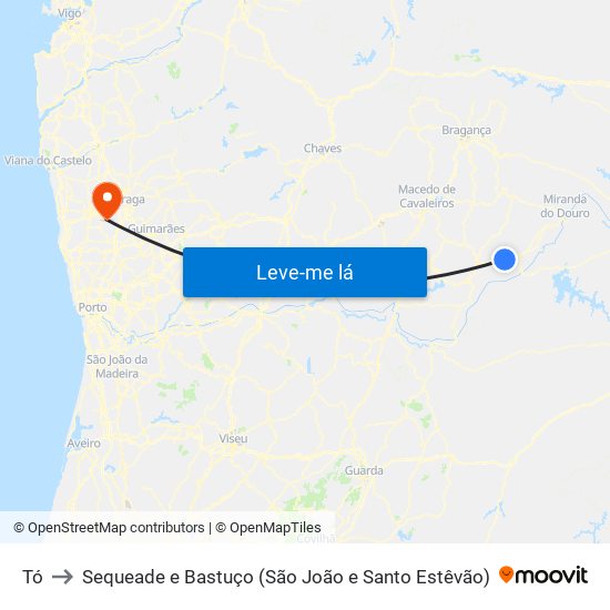 Tó to Sequeade e Bastuço (São João e Santo Estêvão) map