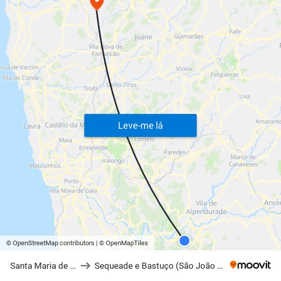 Santa Maria de Sardoura to Sequeade e Bastuço (São João e Santo Estêvão) map