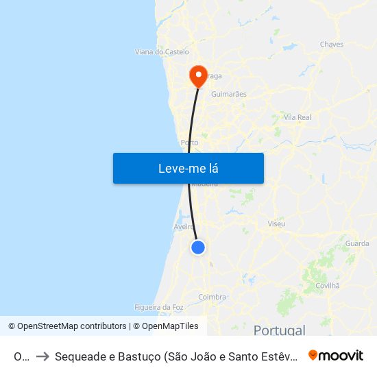 Oiã to Sequeade e Bastuço (São João e Santo Estêvão) map