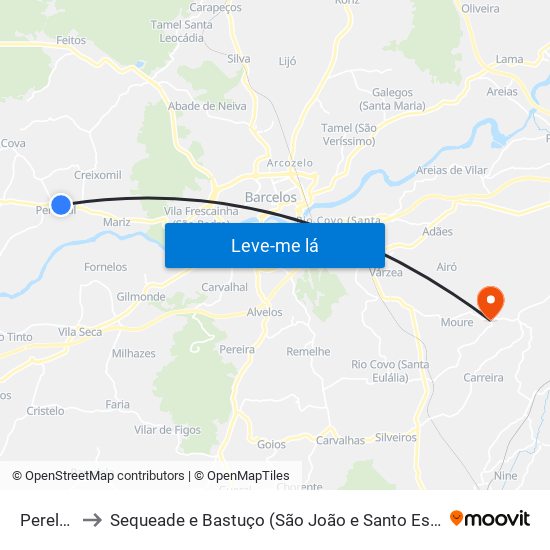 Perelhal to Sequeade e Bastuço (São João e Santo Estêvão) map