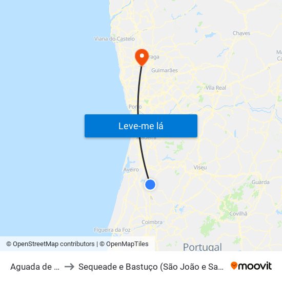 Aguada de Cima to Sequeade e Bastuço (São João e Santo Estêvão) map