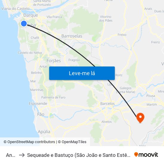 Anha to Sequeade e Bastuço (São João e Santo Estêvão) map