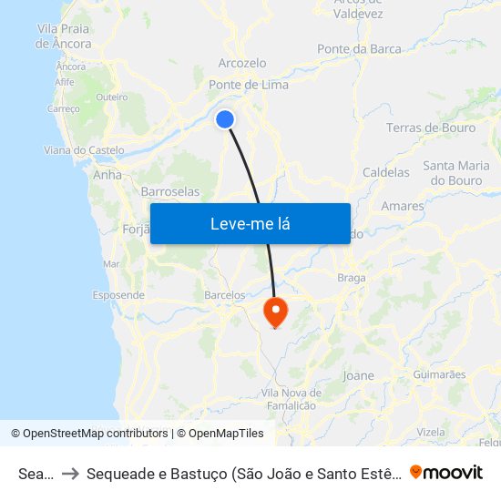 Seara to Sequeade e Bastuço (São João e Santo Estêvão) map